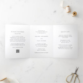 Zeitloser Klassiker Formeller QR-Code-Hochzeit Dreifach Gefaltete Einladung
