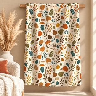Zeitloser Kupfer-Braun-Orange-Boho-Deckenkunst Fleecedecke