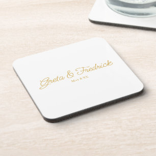 Zeitloser Luxus Gold Hochzeitsgeschenk Getränkeuntersetzer