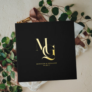 Zeitloser Luxus Minimale Monogramm-Hochzeit Gästebuch