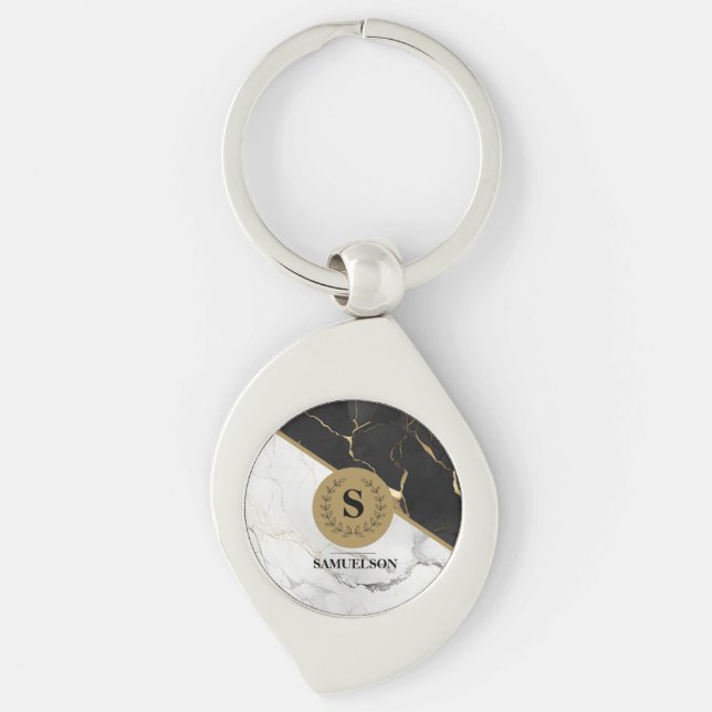 Zeitloser Mit Monogramm Schlüsselanhänger aus Marm (Vorderseite)