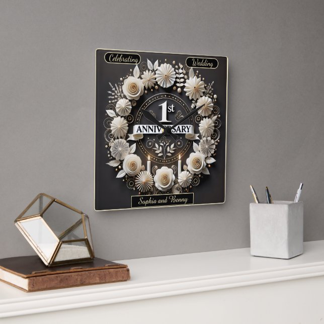 Zeitloser Papierkrieg für das Jubiläum Quadratische Wanduhr (Büro)