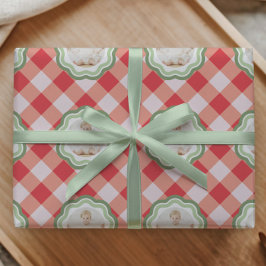 Zeitloser roter Gingham-Farmhouse-Foto-Artikel Geschenkpapier