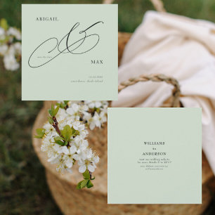 Zeitloser Salbei-Quadrat-Hochzeit-Save-the-Date Save The Date