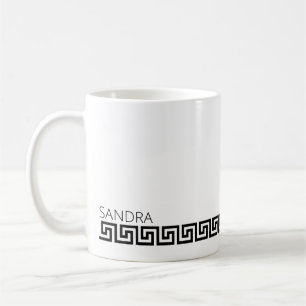 Zeitloser Schwarz-weißer griechischer Schlüsselchi Kaffeetasse
