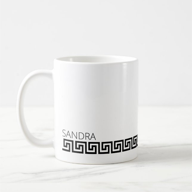 Zeitloser Schwarz-weißer griechischer Schlüsselchi Kaffeetasse (Links)