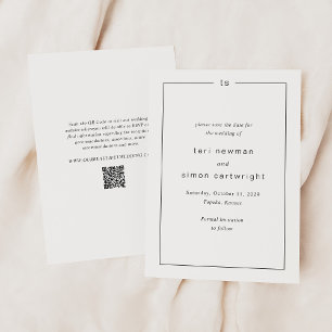 Zeitloser schwarzer und weißer QR-Code Moderne Hoc Save The Date