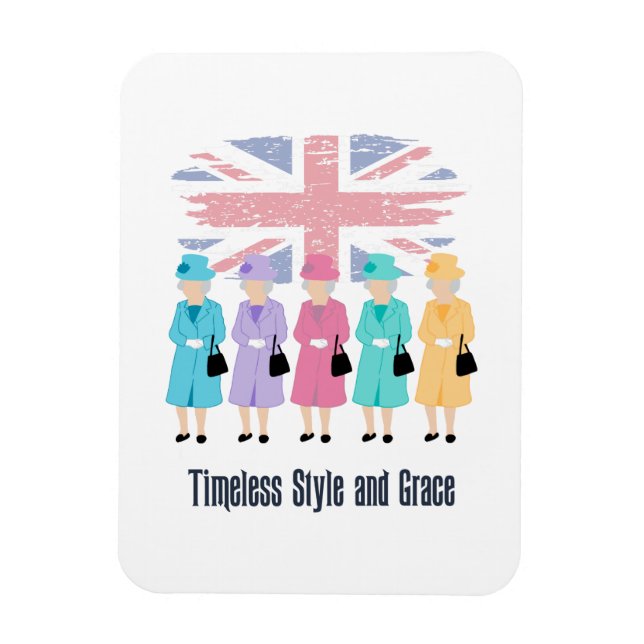 Zeitloser Stil und Grace-RIP Queen Elizabeth II Magnet (Vertikal)