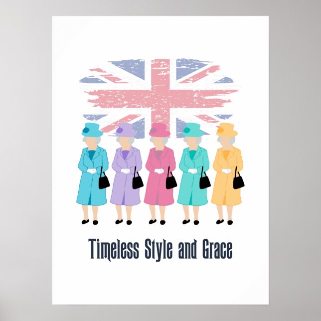 Zeitloser Stil und Grace-RIP Queen Elizabeth II Poster (Vorne)