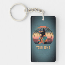 Zeitloser Tropenkatze Vintager Stil Schlüsselanhänger