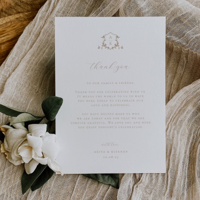 Zeitloser Wappen Empfang Danke Karte (Von Creator hochgeladen)