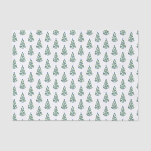 Zeitloser Wasserfarben, blau und weißer Weihnachts Seidenpapier (Vorderseite)