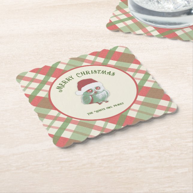 Zeitloser Weihnachtskariert Untersetzer (angewinkelt)