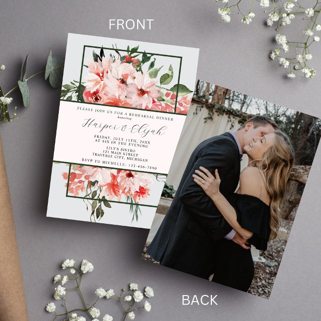 Zeitloses Blumenrot - Klassisches Probe-Dinner Einladung (Von Creator hochgeladen)