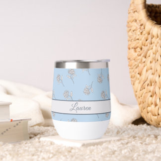 Zeitloses botanisches Blühen Sanftes Blau Monogram