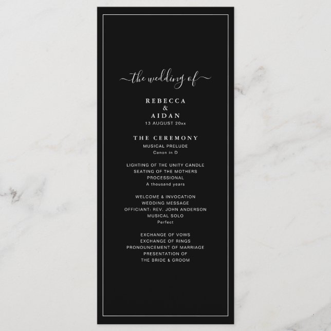 Zeitloses Dunkles Schwarzes Modernes Minimalistisc Programm (Vorderseite)