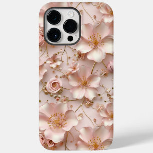 Zeitloses elegantes, weichrosa, florales Muster Case-Mate iPhone 14 Pro Max Hülle