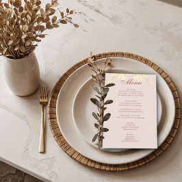 Zeitloses, florales Menü mit rustikalem Hochzeitbu