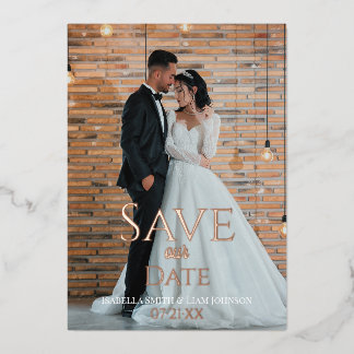 Zeitloses Foto zum Hochzeitsschreiben von Kupfer R Folieneinladung