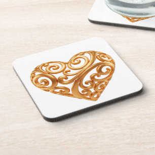 Zeitloses goldenes Herz Symbol der Liebe Getränkeuntersetzer
