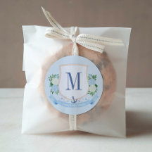 Zeitloses Küstenmonogramm Jungen-Baby-Party-Gesche