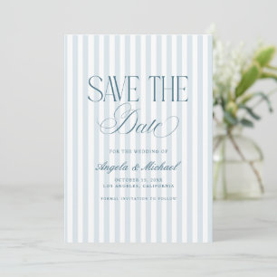 Zeitloses Luxus-Skript Old Money Blau gestreifte H Save The Date