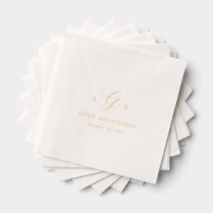 Zeitloses Monogramm Elegante Hochzeit Servietten Mit Folie