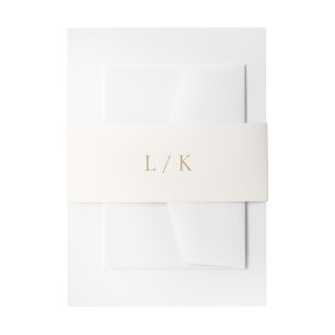 Zeitloses Monogramm Elfenbein und Gold Elegante Ho Einladungsbanderole