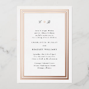 Zeitloses Monogramm mit Foil Frame Wedite Einladun Folieneinladung