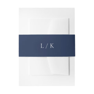 Zeitloses Monogramm Navy Blau Elegante Hochzeit Einladungsbanderole