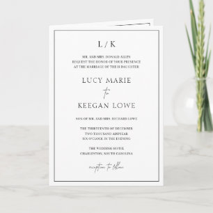 Zeitloses Monogramm Schwarz-Weiß-Elegante Hochzeit Einladung