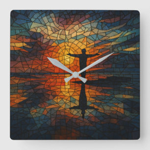 Zeitloses Mosaik: surreal kubistische Wall-Uhr Quadratische Wanduhr