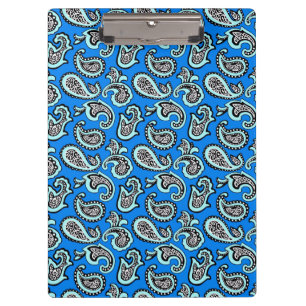 Zeitloses Paisley auf blauem Hintergrund Klemmbrett