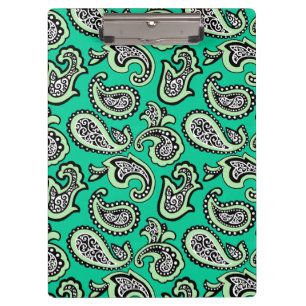 Zeitloses Paisley auf grünem Hintergrund Klemmbrett