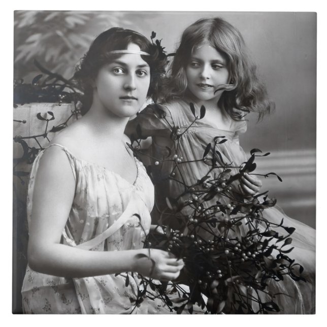 Zeitloses Portrait von Mutter und Tochter Fliese (Vorderseite)