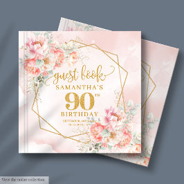 Zeitloses Pulver Pink Gold Floral 90. Geburtstag Gästebuch