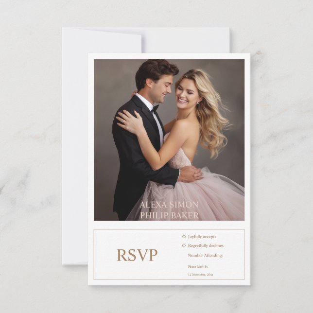 Zeitloses romanisches Foto Hochzeitsaktionskarte RSVP Karte (Vorderseite)