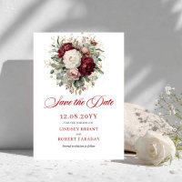 Zeitloses Rosé-Burgunder-Blumen-Save-the-Date