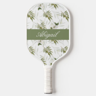 Zeitloses Salbei-Oliv-Wasserfarben-Name  Pickleball Schläger