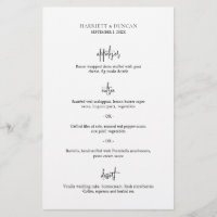 Zeitloses Schwarz-Weiß-elegantes Hochzeitsmenü
