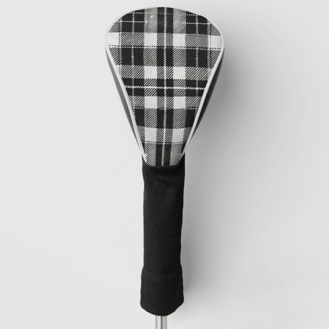 Zeitloses Schwarz-Weiß-Kariertes Muster Golf Headcover (Vorderseite)