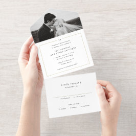 Zeitloses Schwarz-Weiß-Monogramm Moderne Hochzeit All-in-One-Einladung