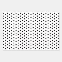 Zeitloses Schwarz-weißes Polka Dot Geschenkpapier Set