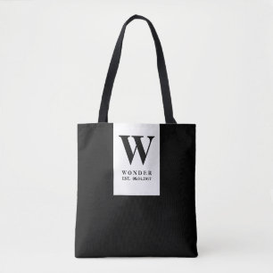 Zeitloses schwarzes Hochzeitsmonogramm   Minimalis Tasche
