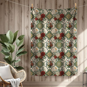 Zeitloses Shabby Chic Blanket Verzierte Fliesenmus Fleecedecke