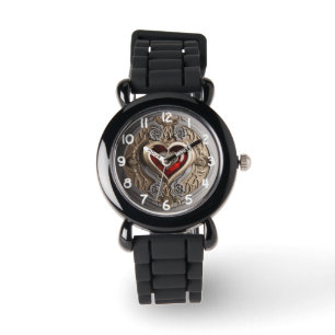 Zeitloses Steampunk-Herz der Liebe Armbanduhr