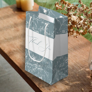 Zeitloses Vintage-Blumenmuster Blaues Baby Shower Kleine Geschenktüte