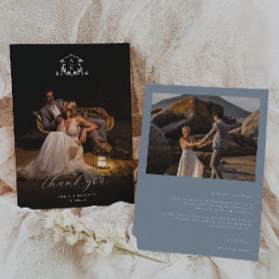 Zeitloses Wappen mit Monografie-Foto Dankeskarte