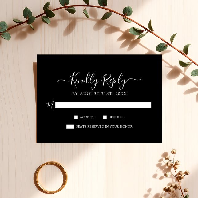 Zeitloses Weiß auf Minimalistischer Hochzeit RSVP Karte (Von Creator hochgeladen)