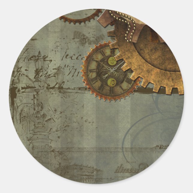 Zeitmaschine Runder Aufkleber (Vorderseite)